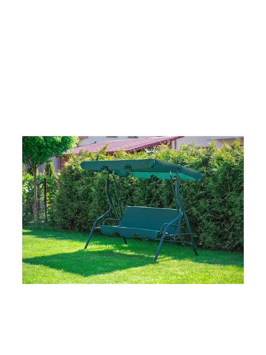 Garten & Veranda Schaukel mit Basis und Kissen 3 Sitze Kunststoff Grün L170xB100xH150cm