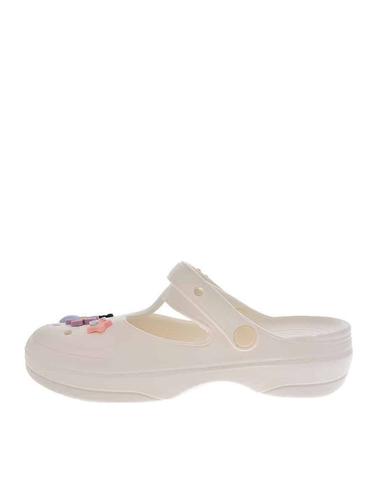 Jomix Women's Beige Clogs 250427-Ecru