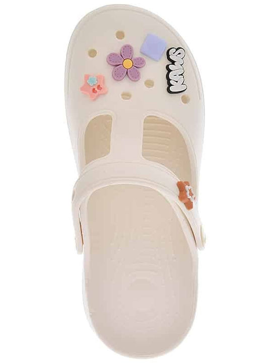 Jomix Women's Beige Clogs 250427-Ecru