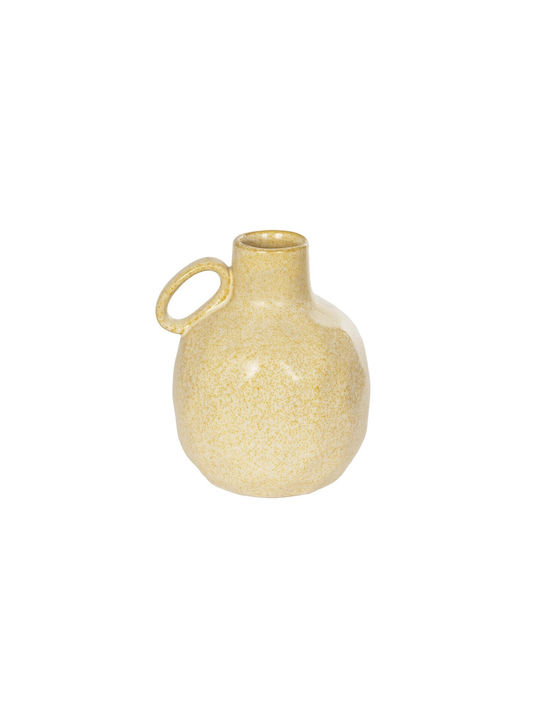 Globostar Artificial Garden Scheelite 21507 Decorative Ceramic Vase Beige Φ15 X H17 Cm