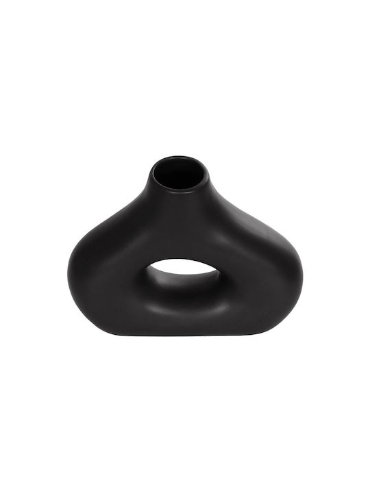 Globostar Künstlicher Garten Horizon 21252 Dekorative Keramikvase Schwarz D18 x B6 x H15 cm