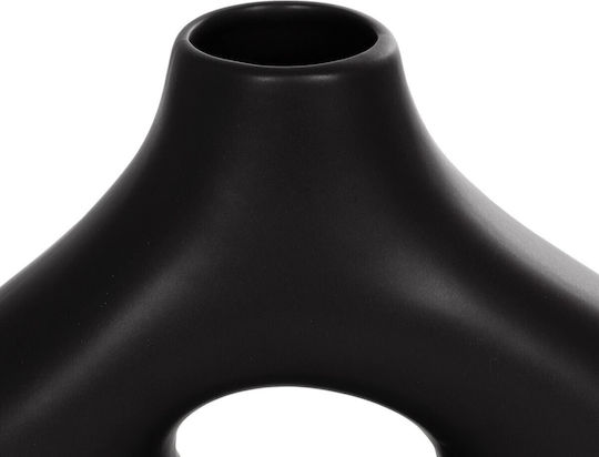 Globostar Artificial Garden Horizon 21252 Decorative Ceramic Vase Black D18 X W6 X H15 Cm