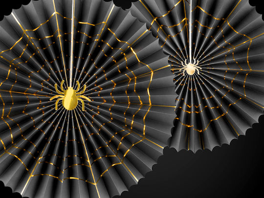 PartyDeco Rosettes Κρεμαστό Διακοσμητικό για Party Halloween σε Μαύρο χρώμα 2τμχ 40εκ.