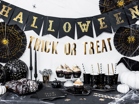 PartyDeco Rosettes Κρεμαστό Διακοσμητικό για Party Halloween σε Μαύρο χρώμα 2τμχ 40εκ.
