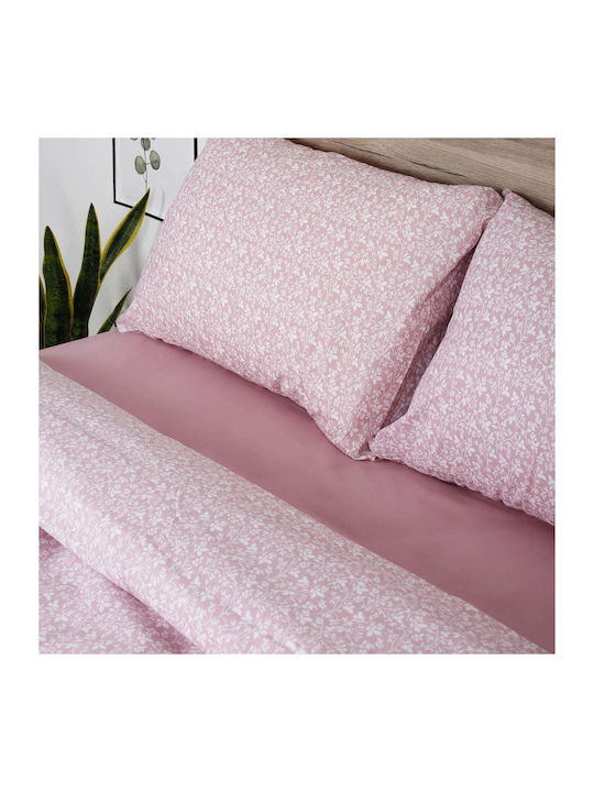 White Fabric Matilda Σετ Σεντόνια King Size 260x270εκ. Ροζ (4τμχ)