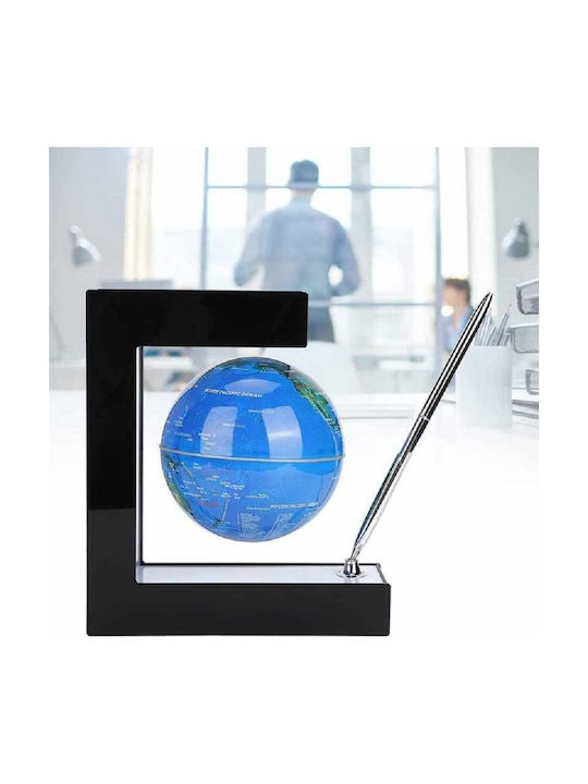 Globus Magnetisch Schwebend Siks LED Beleuchtung Quadratische Basis Stromkabel Automatische Rotation Blau