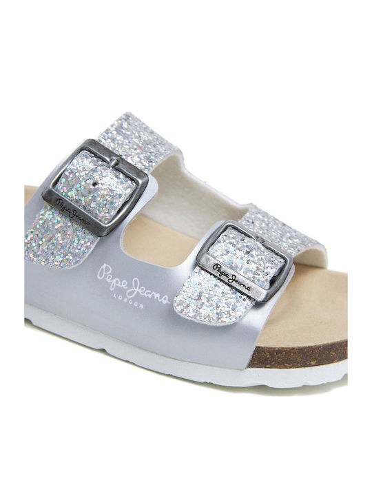 Kinder Flip Flops Silber Stars'