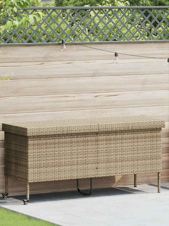 vidaXL Μπαούλο Αποθήκευσης Εξωτερικού Χώρου Rattan Μπεζ Μ160xΠ55xΥ75εκ.