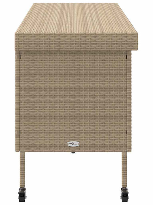 vidaXL Μπαούλο Αποθήκευσης Εξωτερικού Χώρου Rattan Μπεζ Μ160xΠ55xΥ75εκ.