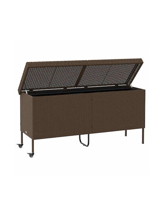 vidaXL Μπαούλο Αποθήκευσης Εξωτερικού Χώρου Rattan Καφέ Μ160xΠ55xΥ75εκ.