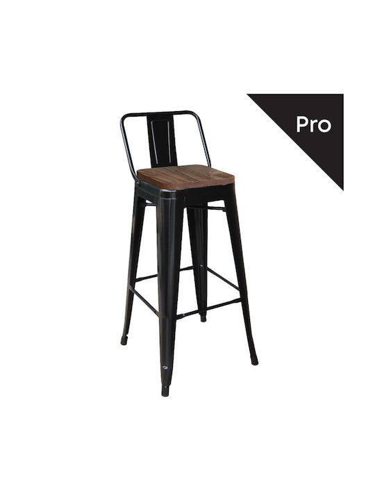 Scaun De Exterior Metalic Relix Negru Extra Matte / Dark Oak 42x42x76cm E5208,1MW
