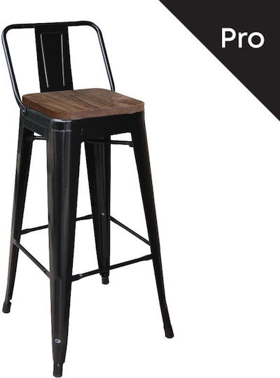 Метално Външно Табуретка Relix Черно Extra Matte / Dark Oak 42x42x76cm E5208,1MW