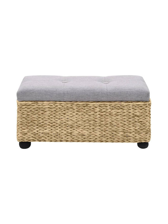 Garden Stool Cube Outdoor Rattan with Cushion Natural / Gray 2 Pieces 85x40x35cm