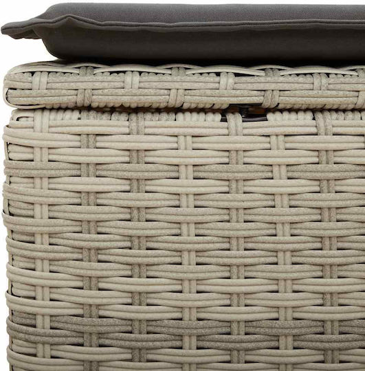 Σκαμπό Εξωτερικού Χώρου Rattan με Μαξιλάρι Ανοιχτό Γκρι, Γκρι 2τμχ 55x55x37cm