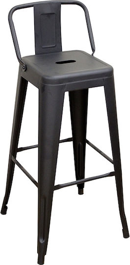 Metallischer Gartenhocker für Bar Außengebrauch Texas Schwarz Matt 43x43x75cm