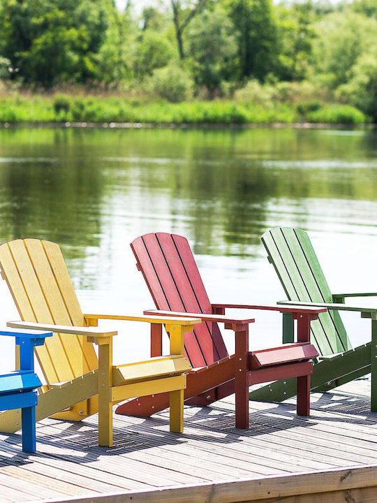 Deckchairs Wooden with Red Fabric 75x50x88cm