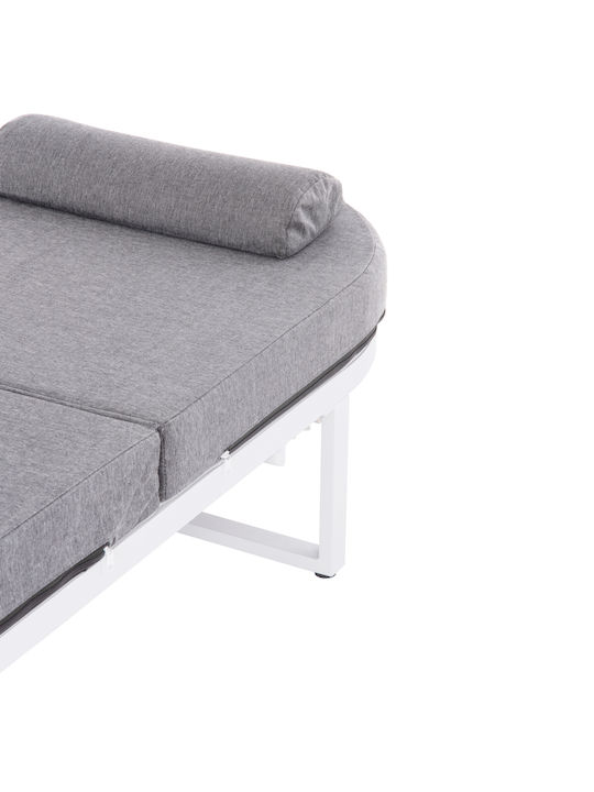 Șezlong Aluminiu Mallow Cu Pernă Albă 198x71x40.5cm