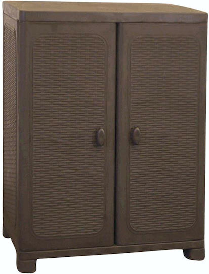 Double Door Wardrobe Plastic with 2 Shelves Brown 70x44x91cm