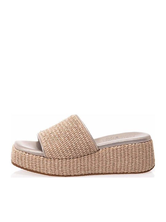 Flache Sandalen für Damen Flatforms in Beige Farbe