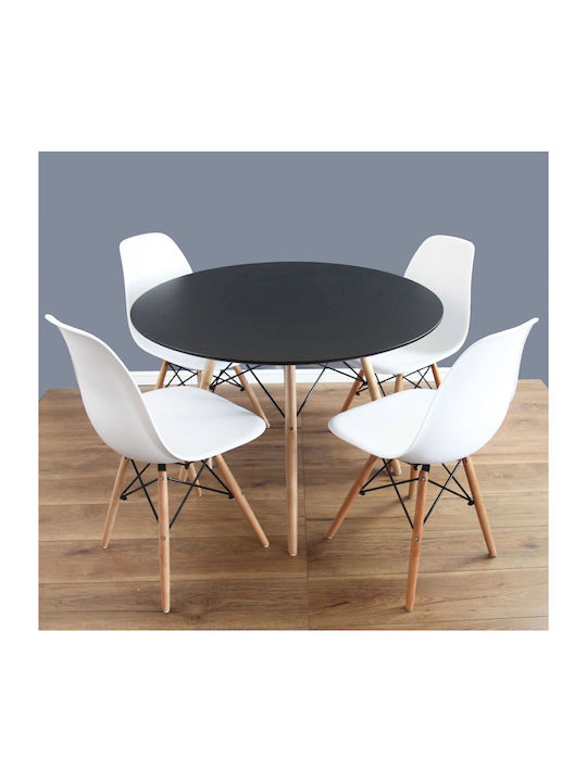 Fiorino Round Τραπέζι Τραπεζαρίας Ξύλινο 80x80x74εκ.