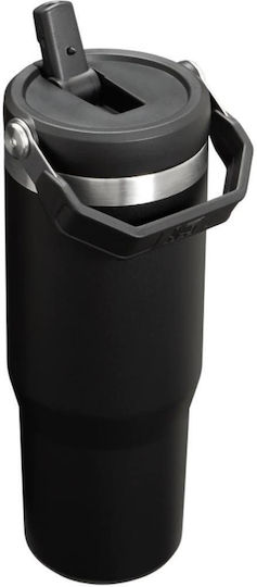 Stanley Iceflow Flip Straw Tumbler Thermos Stainless Steel BPA Free 890ml Black with Straw