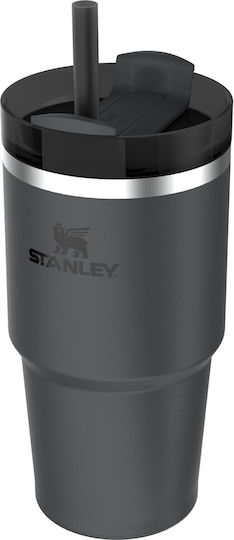 Stanley Quencher H2.0 FlowState Stainless Steel Thermos Glass BPA Free 590ml Black with Straw