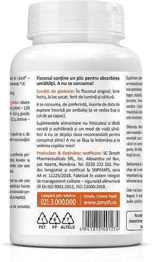 Zenyth L-Lysine / Αργινίνη 550mg 60 Κάψουλες Energy