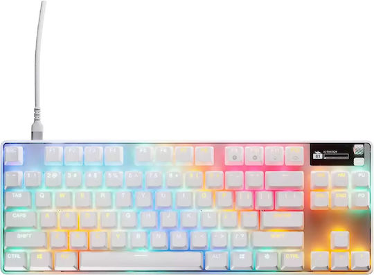SteelSeries Apex Pro TKL Gen 3 Гейминг Механична Клавиатура Без ключове с SteelSeries OmniPoint суичове и RGB подсветка (Английски US) Бял