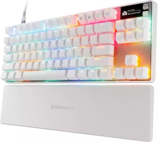 SteelSeries Apex Pro TKL Gen 3 Гейминг Механична Клавиатура Без ключове с SteelSeries OmniPoint суичове и RGB подсветка (Английски US) Бял