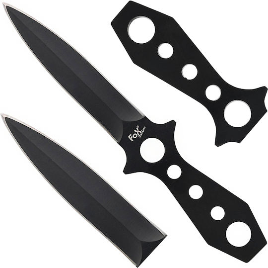Fox Outdoor Double Edged Μαχαίρι Ρίψης Μαύρο σε Θήκη