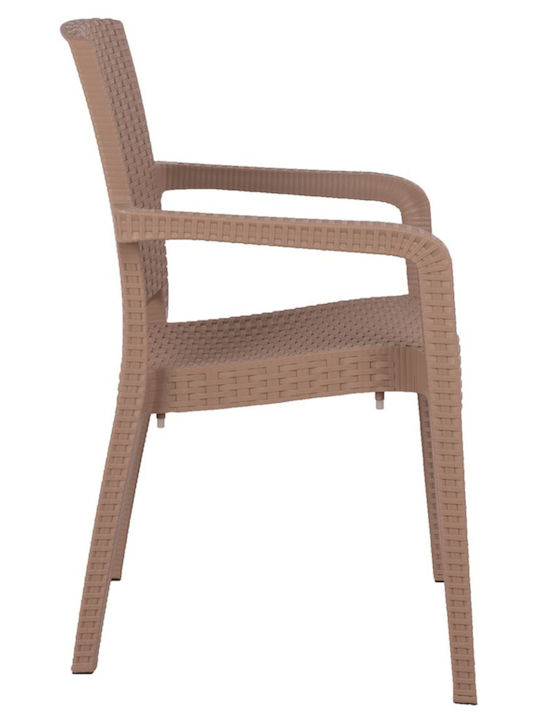 Καρέκλα Εξωτερικού Χώρου Rattan Cappuccino Μπεζ 58x55x87εκ.