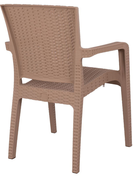 Καρέκλα Εξωτερικού Χώρου Rattan Cappuccino Μπεζ 58x55x87εκ.