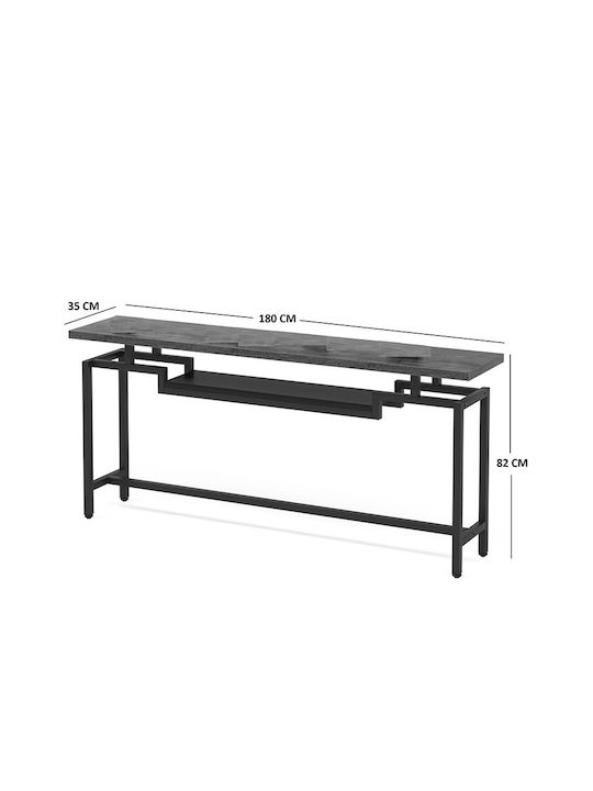 Onole Console Table Wood & Metal Walnut - Black L180xW35xH82cm