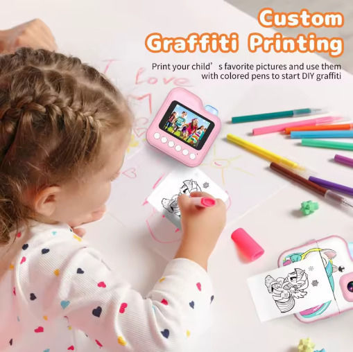 Q6 Unicorn Παιδική Φωτογραφική Μηχανή με Θερμική Εκτύπωση Ροζ