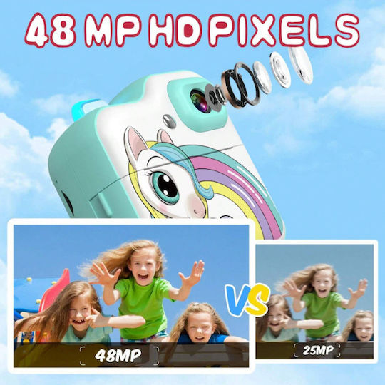 Q6 Unicorn Kinderkamera mit Thermodruck Grün