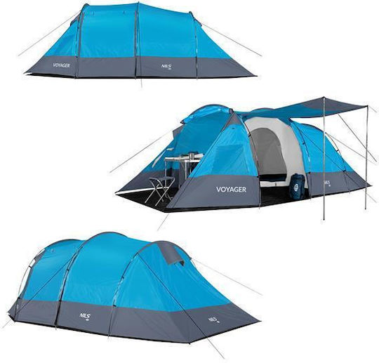Nils NC3027 Camping Tent Tunnel Blue 3 Seasons for 4 People 450x260x150cm