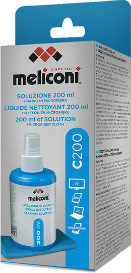 Meliconi Καθαριστικό Οθόνης Υγρό Καθαρισμού και Πανί με Μικροΐνες 200ml