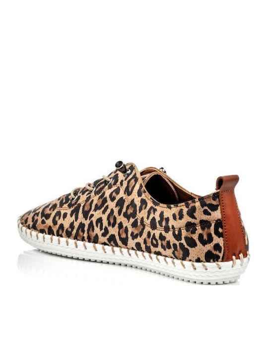 Leather Women's Moccasins in Brown Color
