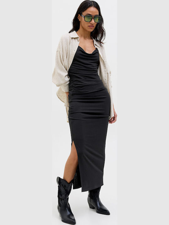 Summer Maxi Evening Drape Dress Black