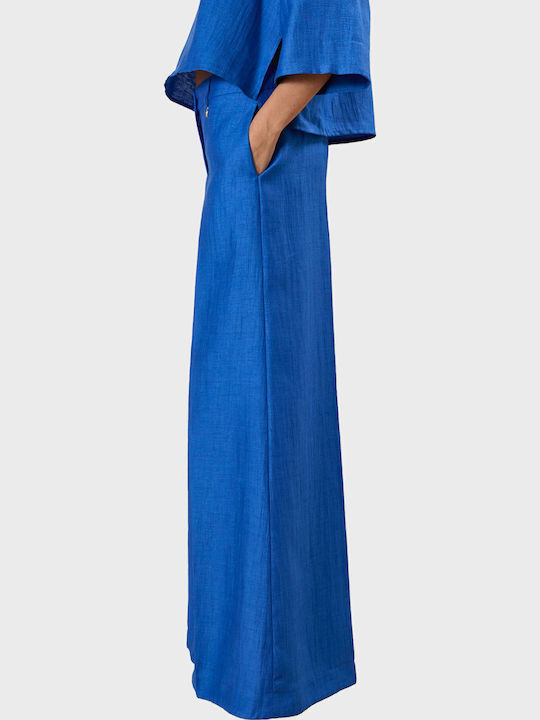 Damen Leinen Hose Royal Blue