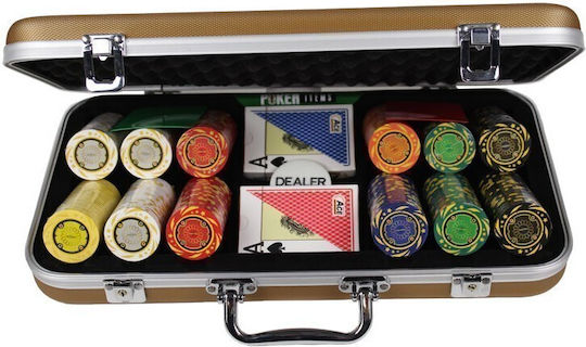 Pokeritems Set 300 Poker Chips 14gr in Suitcase