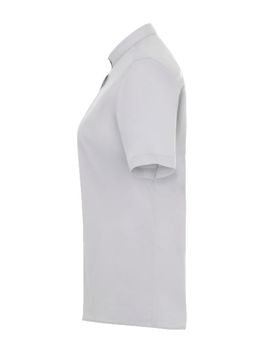 Damen Mao Stretch Kurzarmhemd Velilla Malla-405014s Eisgrau