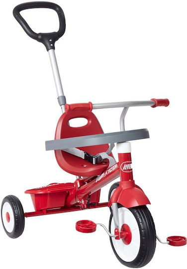 Radio Flyer Tricicletă Pentru Copii Cu Mâner Pentru Părinți 3 În 1 Pentru Vârsta 3-5 Ani Roșie