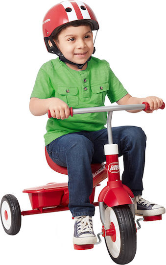 Radio Flyer Tricicletă Pentru Copii Cu Mâner Pentru Părinți 3 În 1 Pentru Vârsta 3-5 Ani Roșie