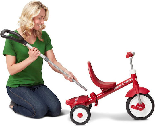 Radio Flyer Tricicletă Pentru Copii Cu Mâner Pentru Părinți 3 În 1 Pentru Vârsta 3-5 Ani Roșie