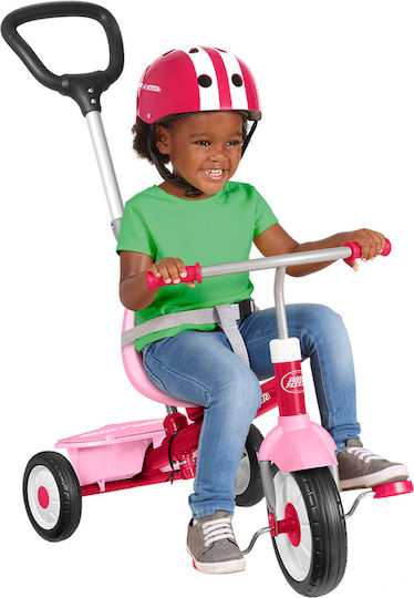 Radio Flyer Tricicletă Pentru Copii Cu Mâner Pentru Părinți 3 În 1 Pentru Vârsta 3-5 Ani Roz
