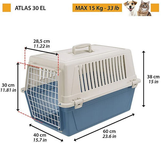Ferplast Atlas 30 Ersatzteil für Hunde Transportkäfig Hellblau 60x40x38cm