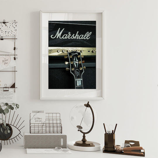 Music Poster Marshall Speaker Pst25176 21cm X 30cm Black Wooden Frame