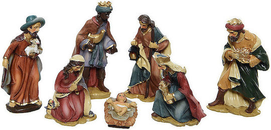 Kaemingk Figurine de Crăciun Nașterea Domnului 7 Piese Polirășină Maria Iosif Hristos Păstor 3 Magi 9cm Kaemingk 00049869