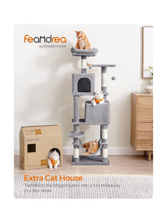 Feandrea Scratching Post Cat Trees Gray 6 levels 49x40x155cm